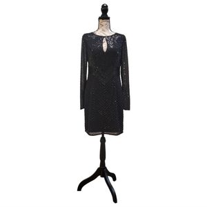 Aidan Mattox Size 6 Black Beaded Dress